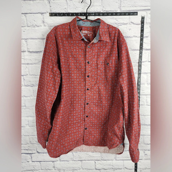 GAP Other - Gap 1969 XL Tall Red Geometric Heavyweight Button Down Shirt Cotton